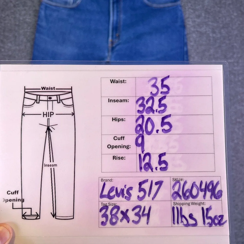 Levis 517 Jeans Men 35x32 Blue Bootcut Denim Western Cowboy Rodeo Retro Tag38x34